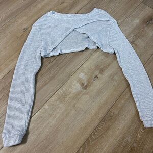 Gray Cropped Knit Sweater
